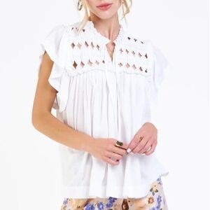 NWOT Dear John Kezia White Women's Top, 100% Modal. Size L